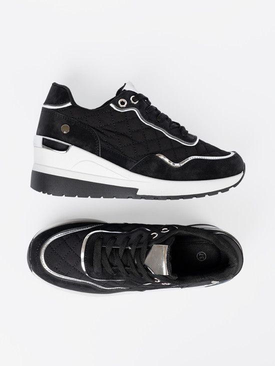 Schwarze Damen Sneakers mit Keilabsatz