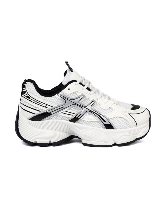 Schwarz-weiße bequeme Sneakers mit Netz