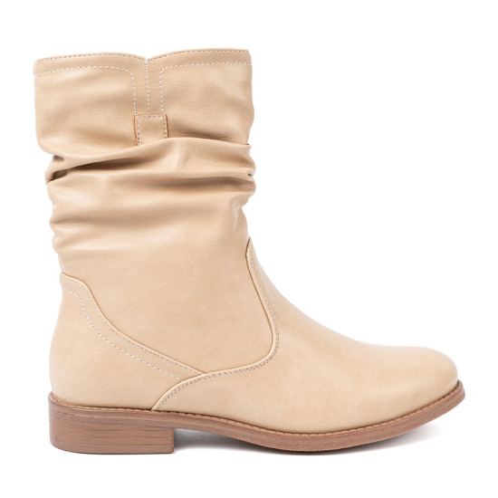 Bequeme beige Stiefeletten mit Raffung