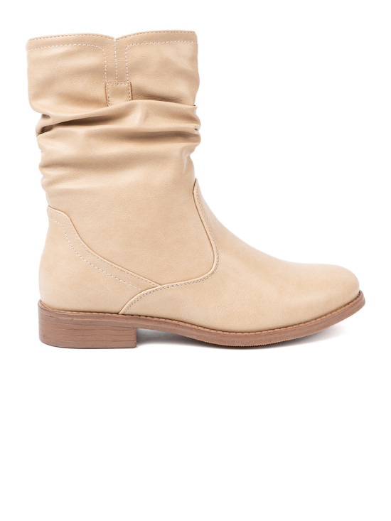 Bequeme beige Stiefeletten mit Raffung