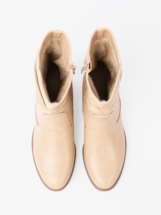 Bequeme beige Stiefeletten mit Raffung