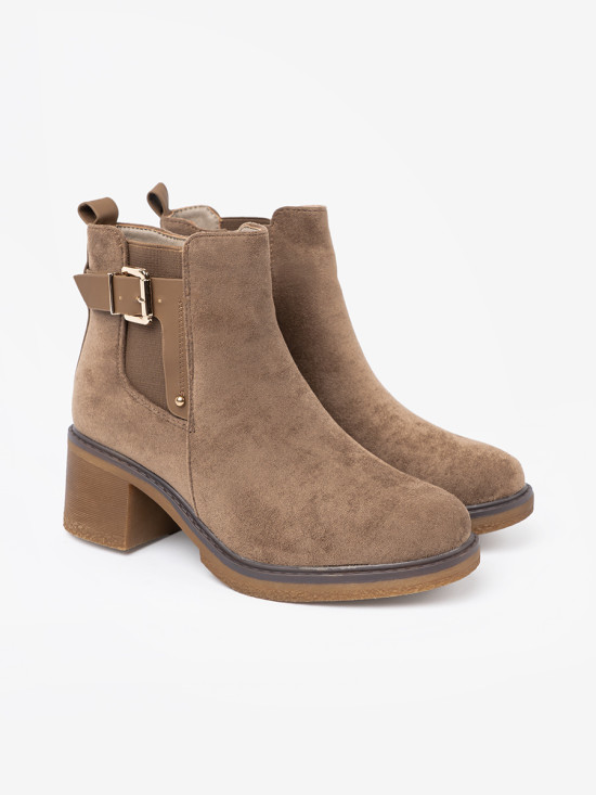 Stylische beige Stiefeletten mit bequemem Absatz