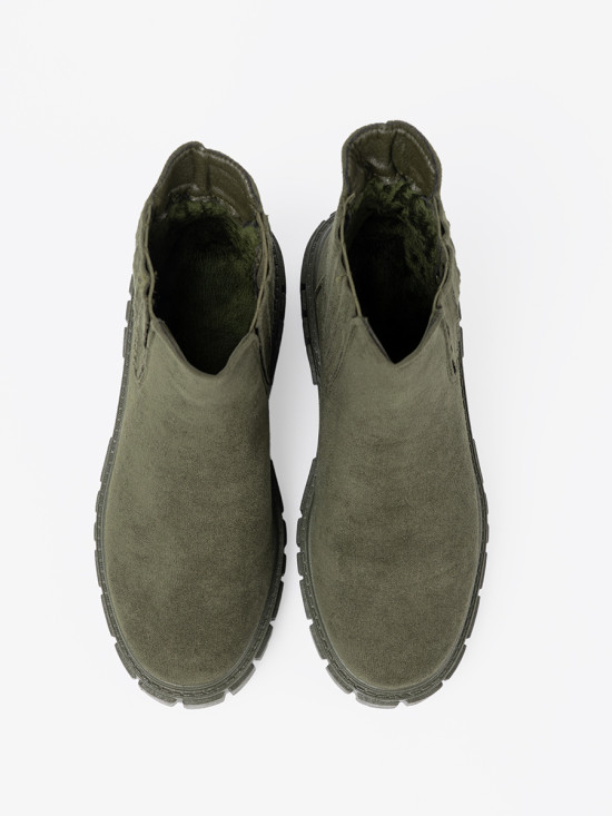 Grüne Stiefeletten mit elastischen Einsätzen