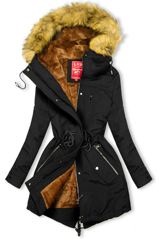 Parka mit Tunnelzug zum Einstellen der Weite schwarz