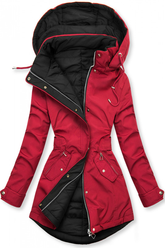 Beidseitig tragbare Übergangsjacke weinrot/schwarz