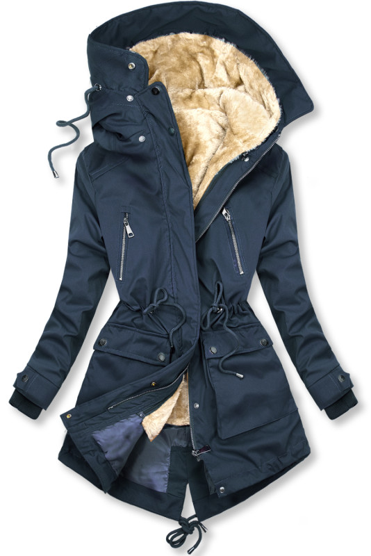 Parka mit abnehmbarem Teddyfutter dunkelblau
