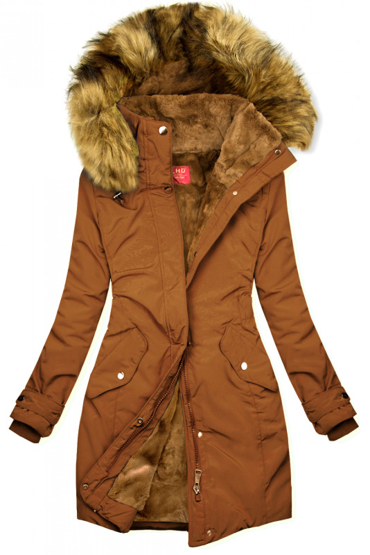 Winterparka mit Gummi in der Taille braun