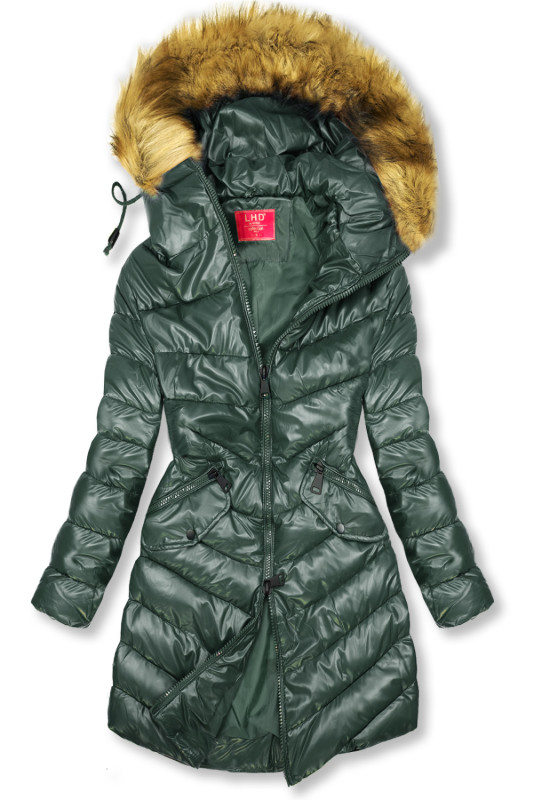 Winterjacke in glänzender Optik grün