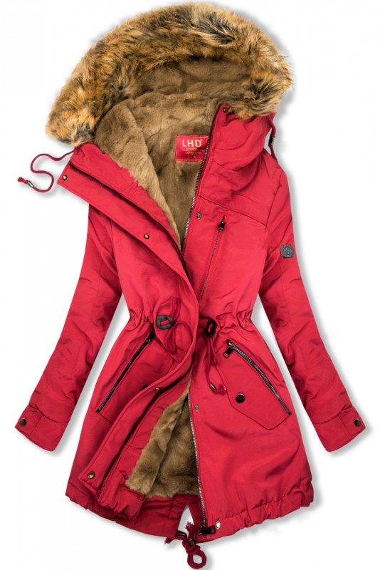 Warm gefütterter Parka mit Kapuze rot