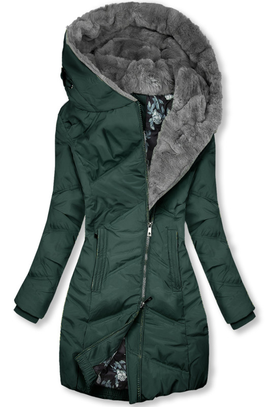 Steppjacke mit Blumenfutter grün