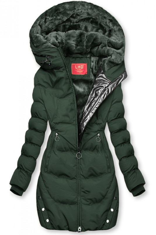 Steppmantel mit Kapuze von LHD grün