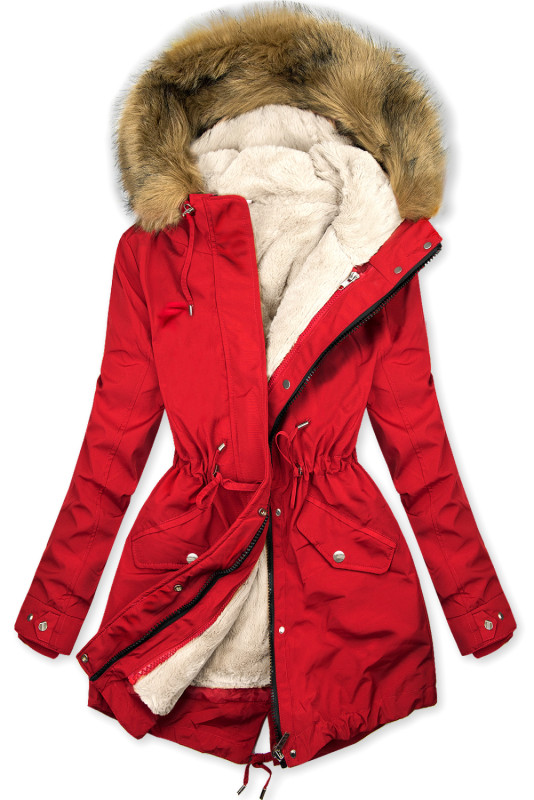 Parka mit Fleecefutter rot