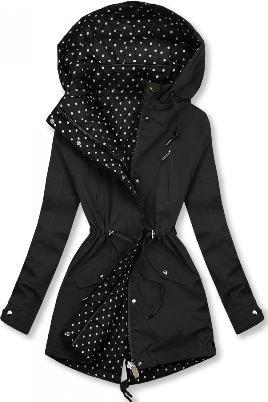Parkajacke mit Punkten schwarz