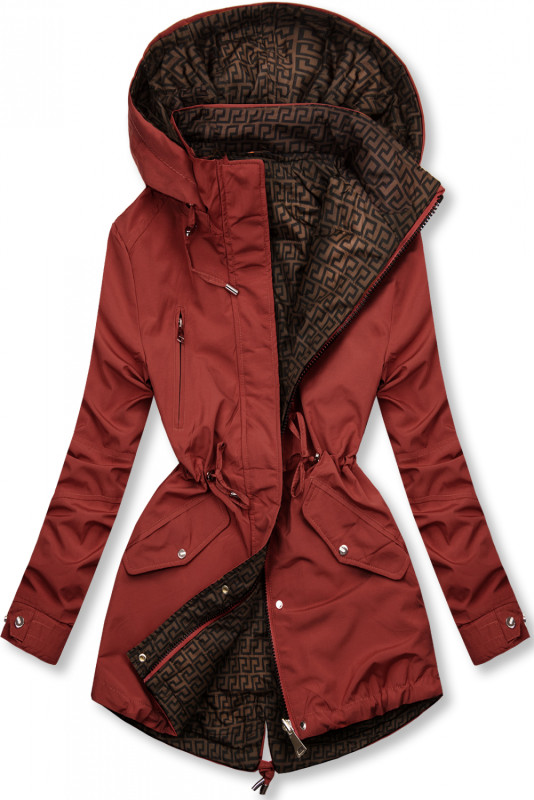 Leichter Parka mit abnehmbarer Kapuze weinrot/braun
