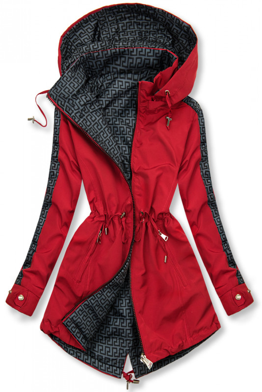 Leichter Parka rot/grau