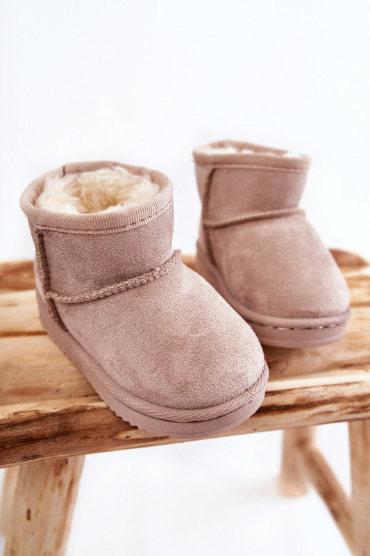 Beige gefütterter Schneestiefel aus Wildlederimitat