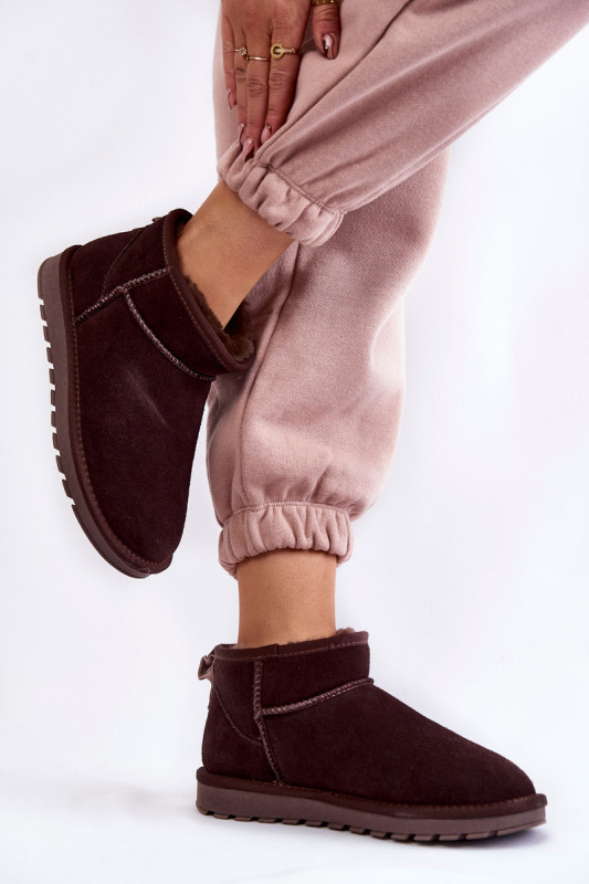 Braune niedrige Schneestiefel aus Wildleder