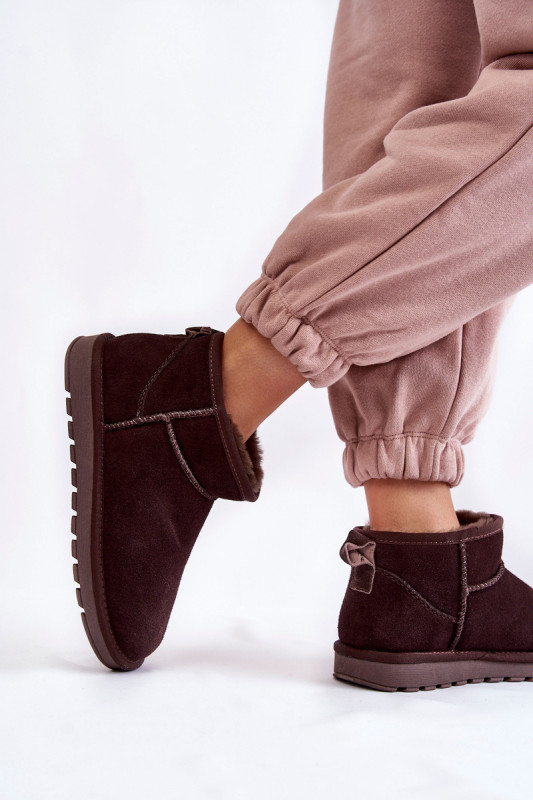 Braune niedrige Schneestiefel aus Wildleder