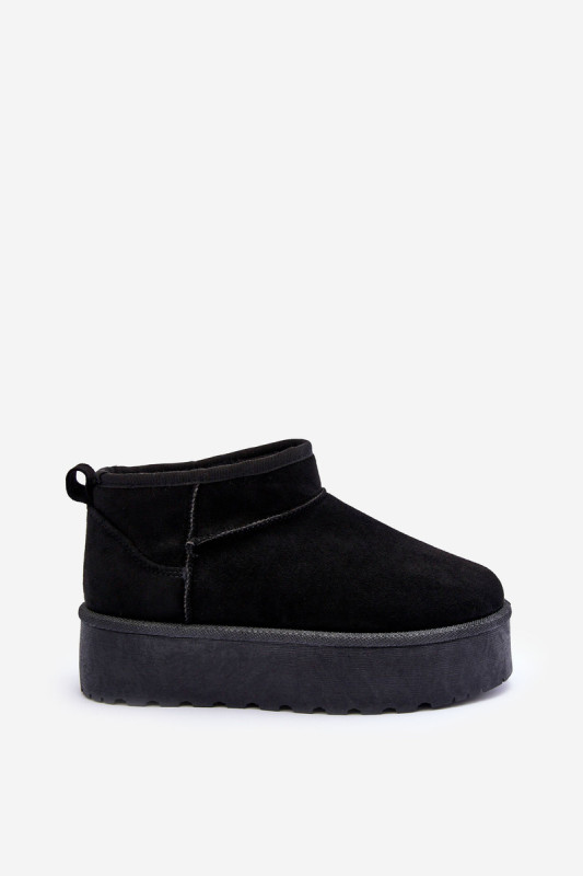 Schwarze Schneestiefel aus Veloursleder mit Plateau