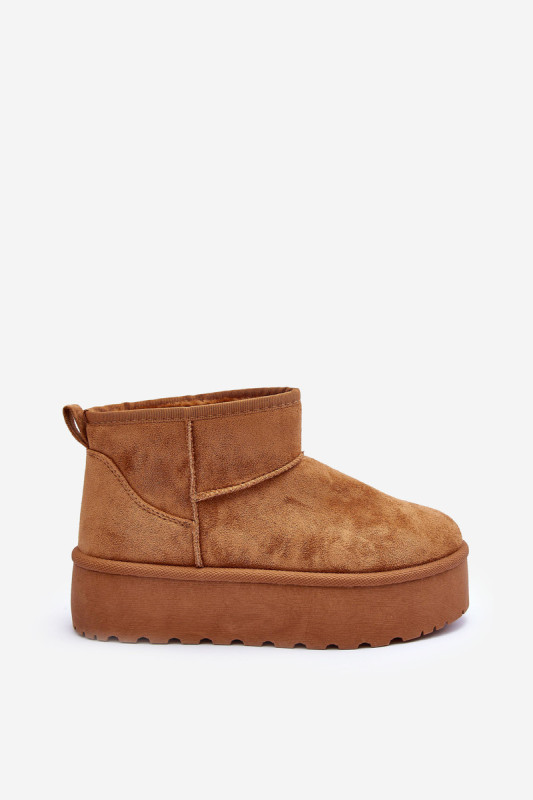 Braune Schneestiefel aus Veloursleder mit Plateau
