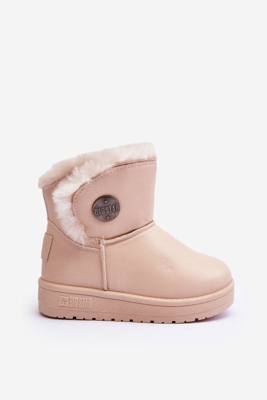 Beige gefütterte Schneestiefel mit Fell