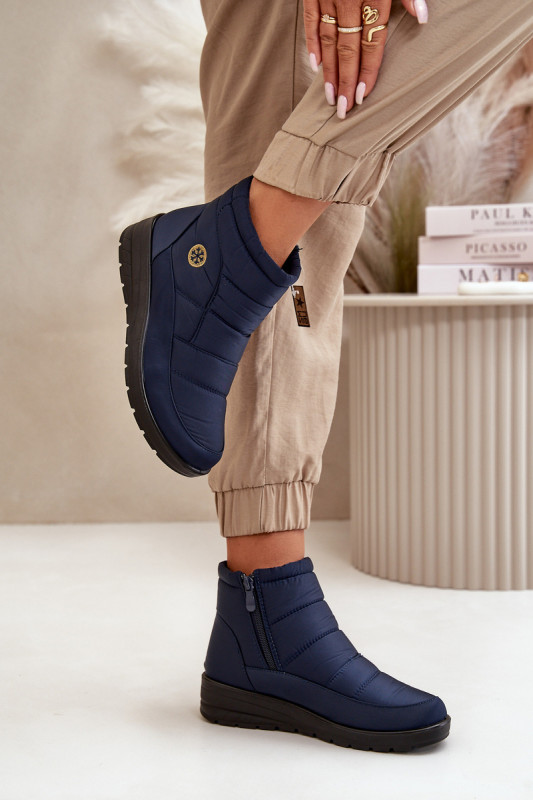 Gefütterte blaue Schneestiefel mit Plateau