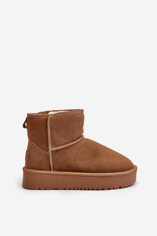 Snowboots aus Veloursleder mit Plateau in Braun
