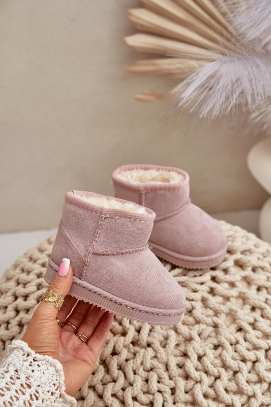 Gefütterte rosa Schneestiefel aus Wildlederimitat