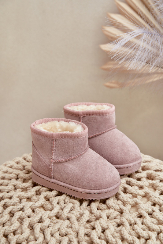 Gefütterte rosa Schneestiefel aus Wildlederimitat