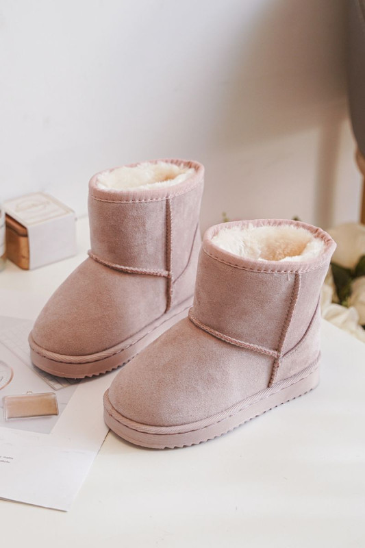 Gefütterte rosa Schneestiefel aus Wildlederimitat