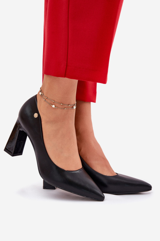 Elegante Pumps mit Blockabsatz, schwarz