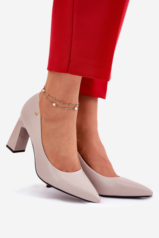 Elegante Pumps mit Blockabsatz, grau