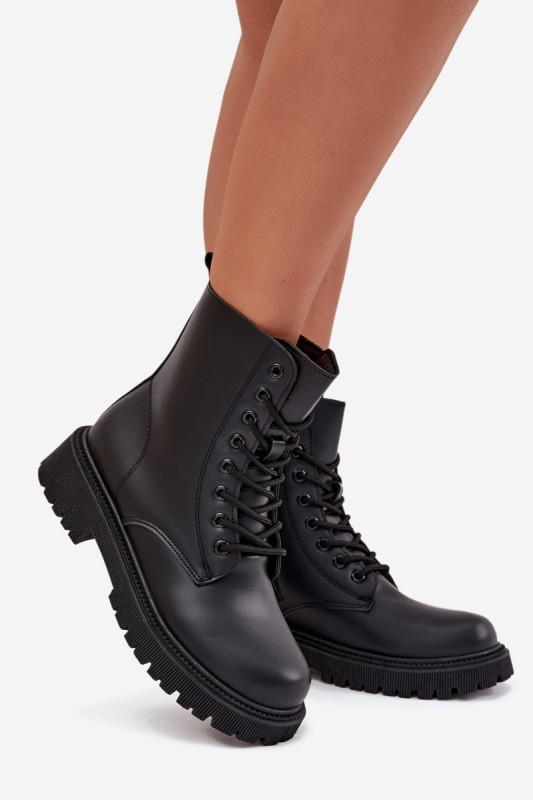 Schwarze gefütterte Ankle-Boots mit Reißverschluss
