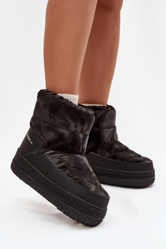 Schwarze Snowboots aus Kunstleder und Synthetik