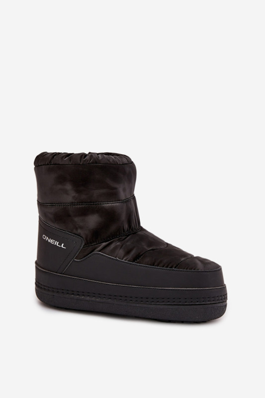 Schwarze Snowboots aus Kunstleder und Synthetik