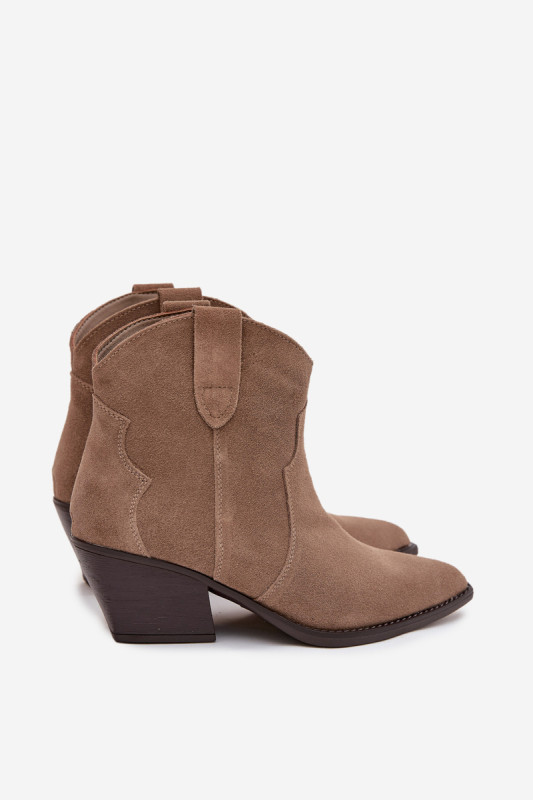 Beige Stiefelette aus Wildleder mit Blockabsatz