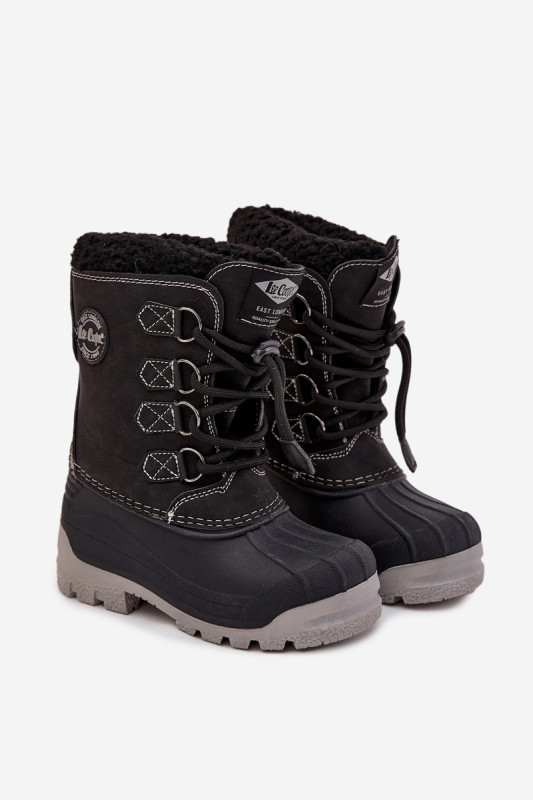 Schwarze Winterstiefel aus Kunstleder mit Fellfutter