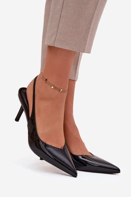 Lackierte Pumps mit Stilettoabsatz schwarz