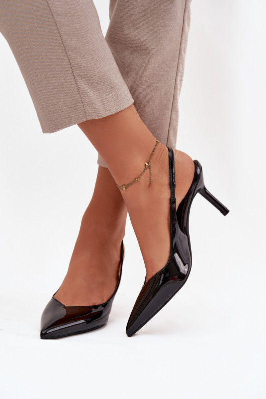 Lackierte Pumps mit Stilettoabsatz schwarz
