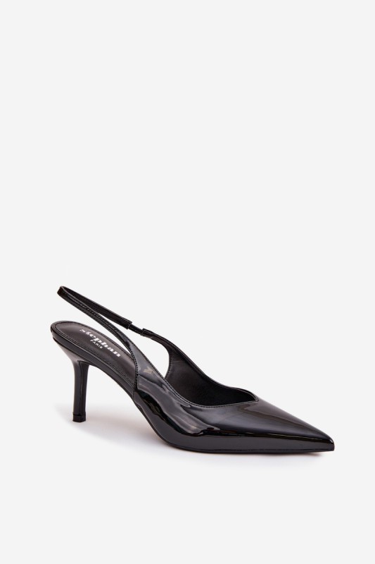Lackierte Pumps mit Stilettoabsatz schwarz