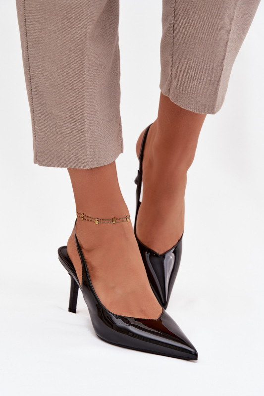 Lackierte Pumps mit Stilettoabsatz schwarz