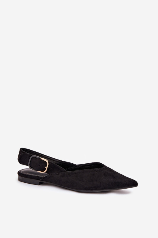 Schwarze Ballerina mit Schnalle aus Velourslederimitat