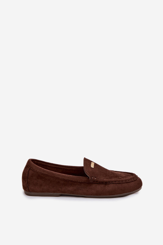 Mokassin aus Velourslederimitat mit goldenem Detail, braun