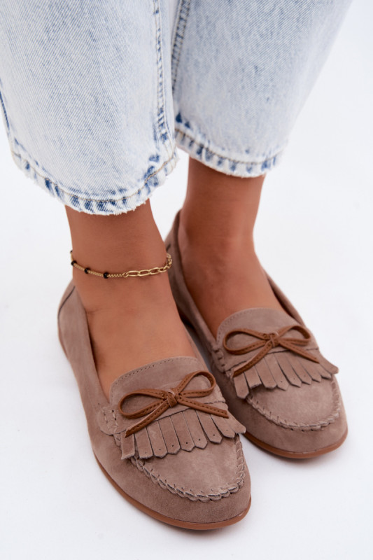 Mokassin aus echtem Veloursleder beige