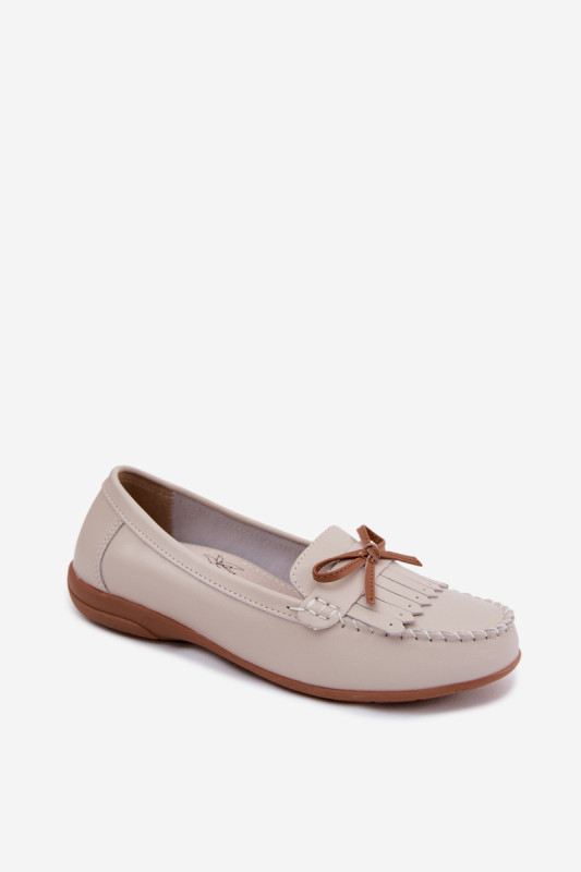 Beige Mokassins aus Naturleder