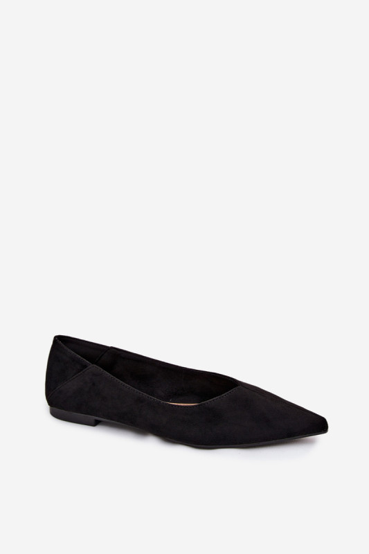Schwarze Ballerina mit spitzer Kappe aus Veloursleder