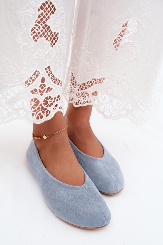 Ballerinas aus Velourslederimitat blau