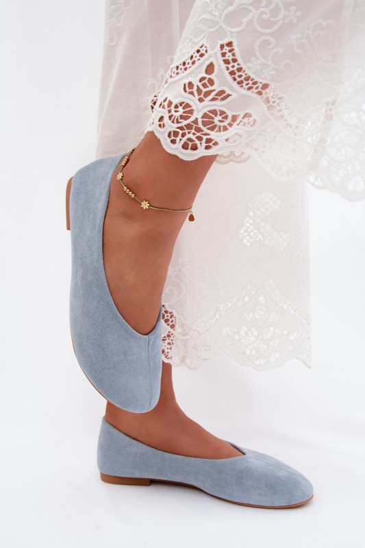 Ballerinas aus Velourslederimitat blau