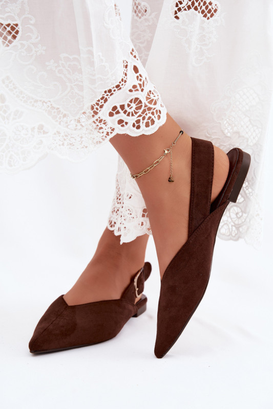 Braune Ballerina mit Schnalle aus Velourslederimitat