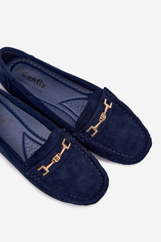 Klassische blaue Mokassins aus Veloursleder